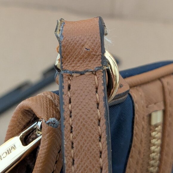 MICHAEL KORS Kempton Nylon Blue Brown Wristlet Pouch Wallet Small Purse . - Picture 12 of 12